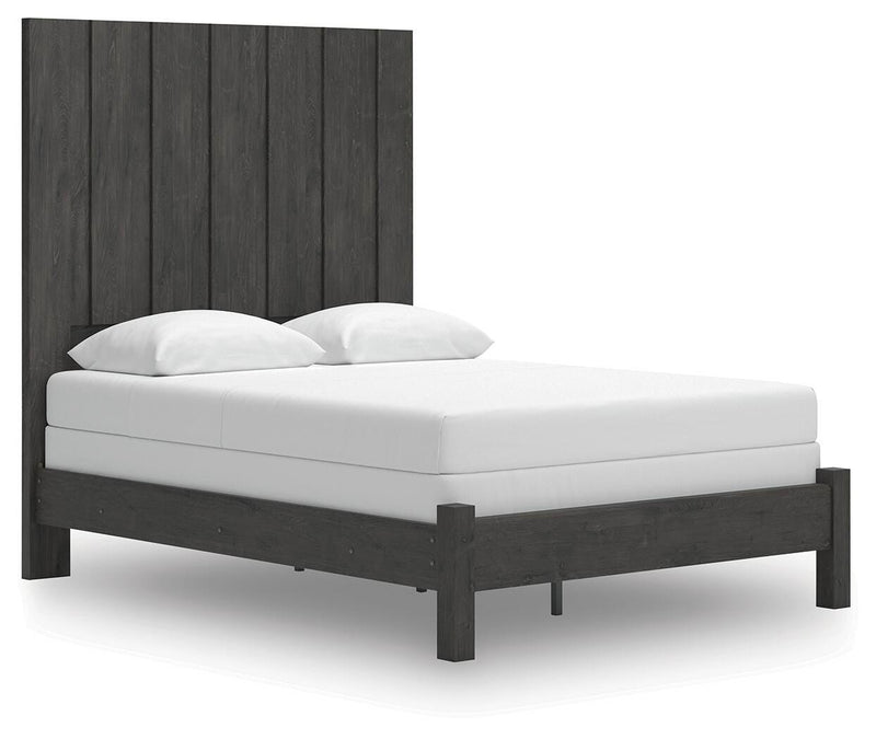 Fraluna Queen Panel Bed, Dresser, Mirror and Chest in Charcoal - PKG021658