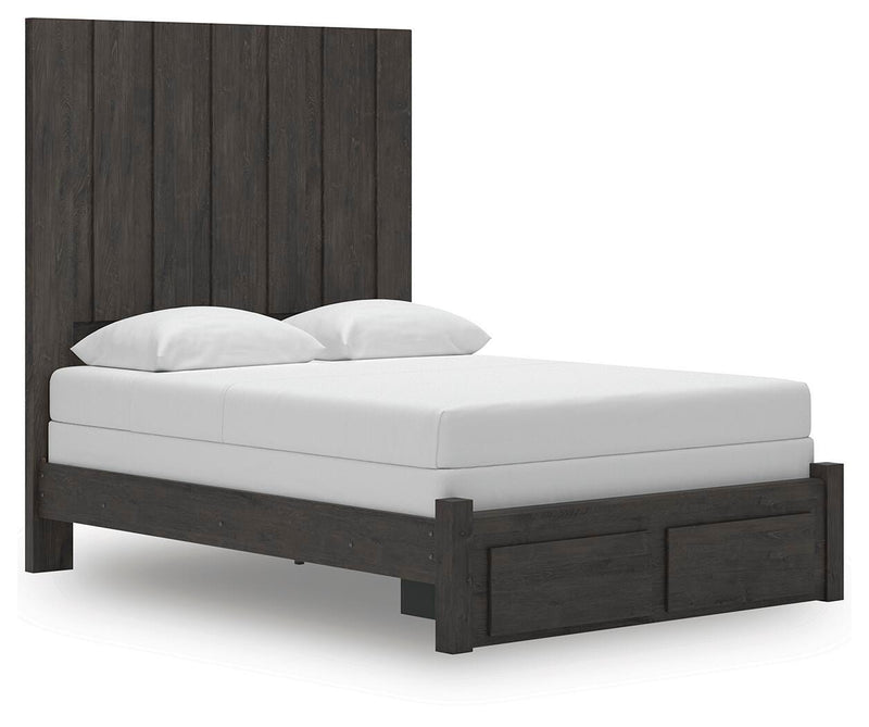 Fraluna Queen Panel Storage Bed and Dresser in Charcoal - PKG021676