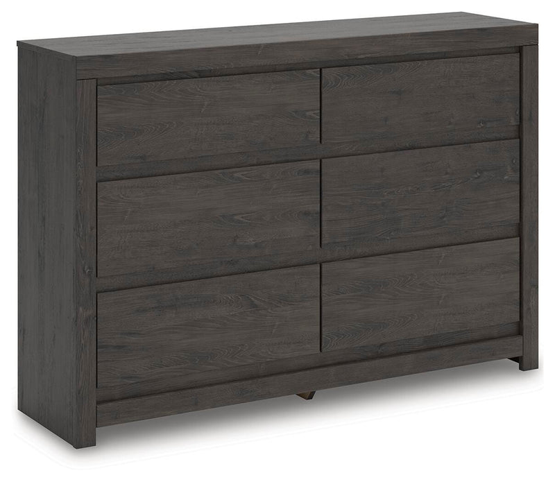 Fraluna Queen Panel Storage Bed, Dresser and Nightstand in Charcoal - PKG021677