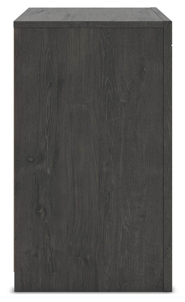 Fraluna Queen Panel Storage Bed, Dresser, Mirror and 2 Nightstands in Charcoal - PKG021671