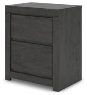 Fraluna Queen Panel Storage Bed, Dresser, Mirror and 2 Nightstands in Charcoal - PKG021671