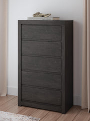 Fraluna Queen Panel Storage Bed, Dresser, Mirror and Chest in Charcoal - PKG021674