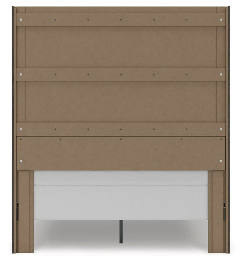 Fraluna Queen Panel Storage Bed, Dresser, Mirror and Nightstand in Charcoal - PKG021673