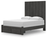 Fraluna Queen Panel Storage Bed, Dresser, Mirror and Nightstand in Charcoal - PKG021673