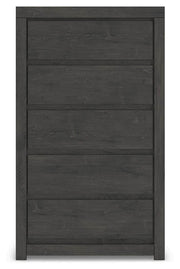 Fraluna Queen Panel Storage Bed, Dresser, Mirror, Chest and Nightstand in Charcoal - PKG021675