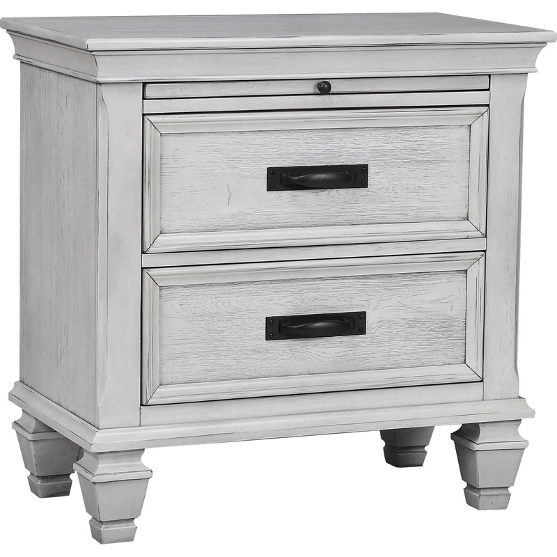 Franco 2-drawer Nightstand Distressed White - 205332