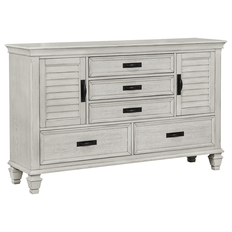 Franco 4-piece Eastern King Bedroom Set Distressed White - 205331KE-S4
