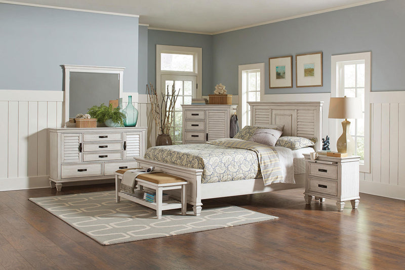 Franco 5-drawer Door Chest Distressed White - 205338