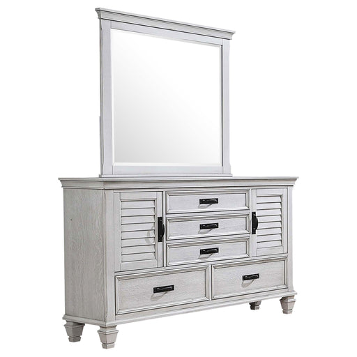 Franco 5-drawer Dresser with Mirror Distressed White - 205333M