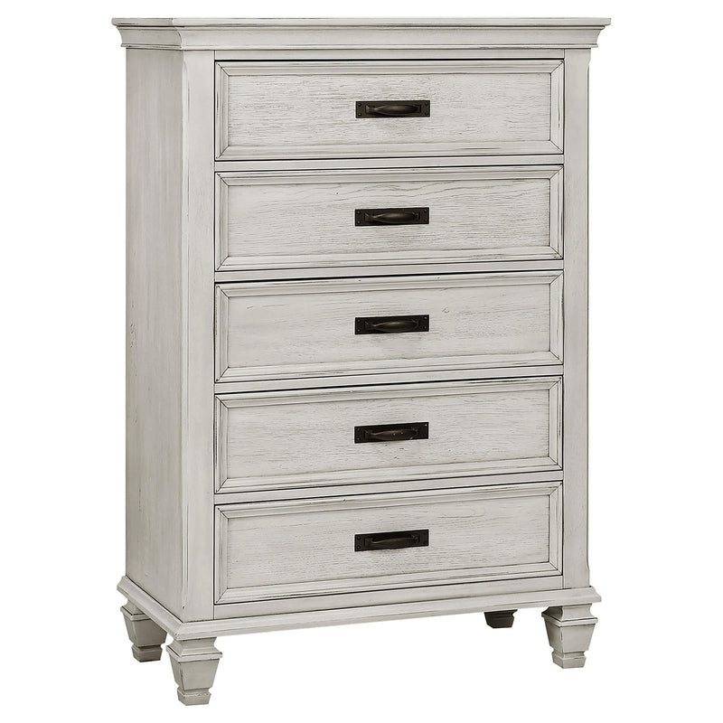 Franco 5-piece Eastern King Bedroom Set Distressed White - 205331KE-S5