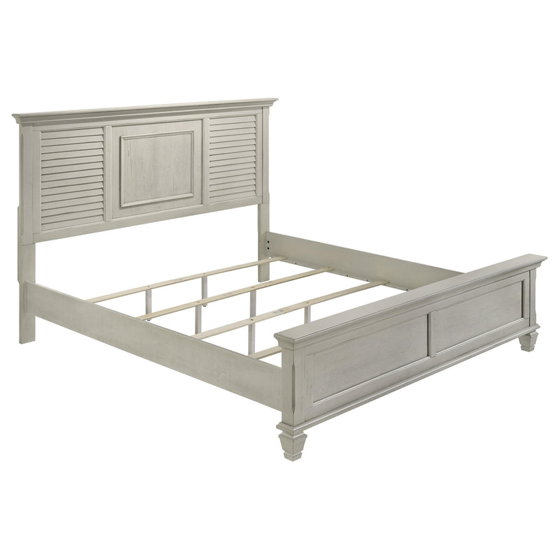 Franco Wood Eastern King Panel Bed Distressed White - 205331KE