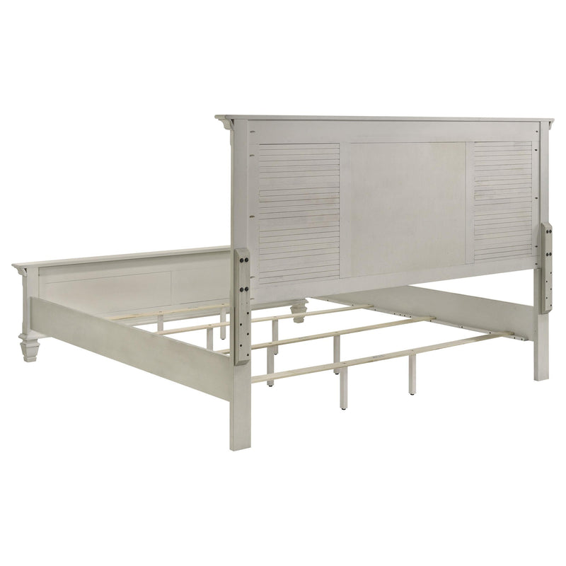 Franco Wood Eastern King Panel Bed Distressed White - 205331KE