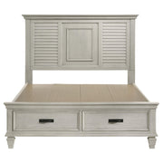 Franco Wood Queen Storage Panel Bed Distressed White - 205330Q
