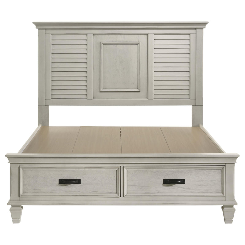 Franco Wood Queen Storage Panel Bed Distressed White - 205330Q
