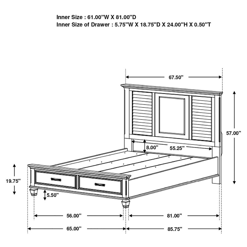 Franco Wood Queen Storage Panel Bed Distressed White - 205330Q