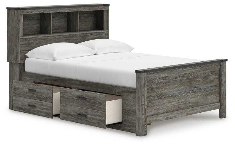 Frandern Full Bookcase Bed with Storage, Dresser and Mirror - B4480B11