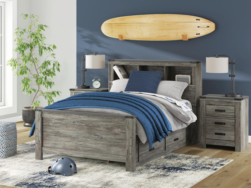 Frandern Full Bookcase Bed with Storage, Dresser and Mirror - B4480B11