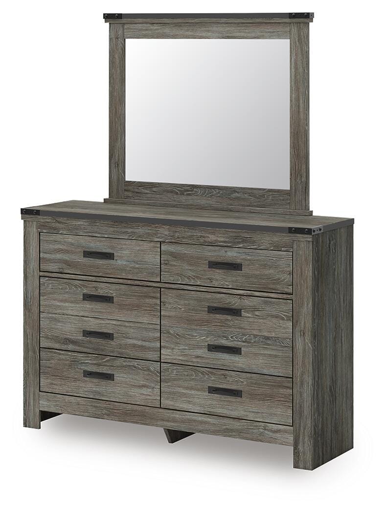 Frandern Full Bookcase Bed with Storage, Dresser and Mirror - B4480B11