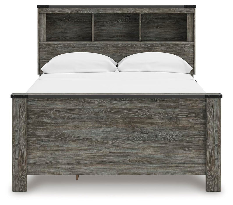 Frandern Full Bookcase Bed with Storage, Dresser and Mirror - B4480B11