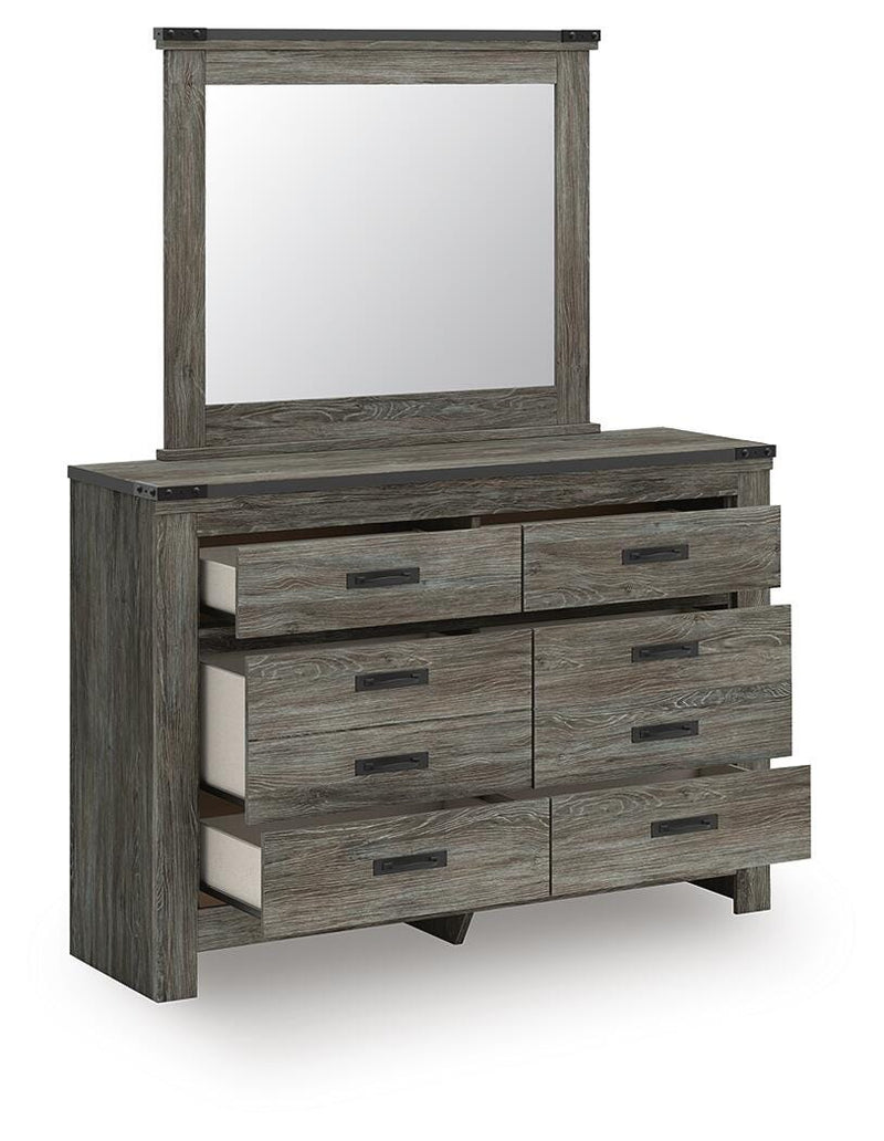 Frandern Full Bookcase Panel Bed with Storage, Dresser, Mirror and Chest - B4480B28