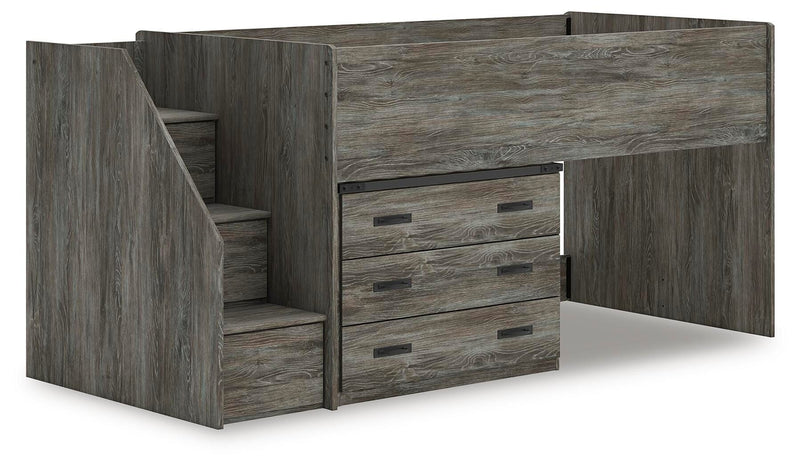 Frandern Gray Twin Loft Bed with Drawer Storage - B4480B15