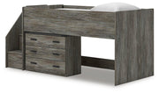 Frandern Gray Twin Loft Bed with Drawer Storage - B4480B15