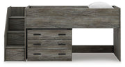 Frandern Gray Twin Loft Bed with Drawer Storage - B4480B15