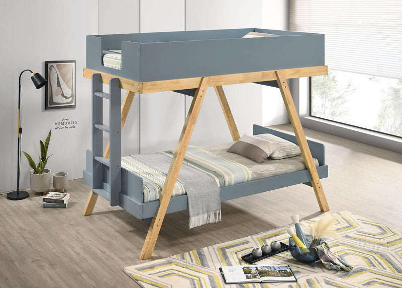 Frankie Twin Over Twin Bunk Bed with 7-inch Mattresses Blue - 460572T-SM
