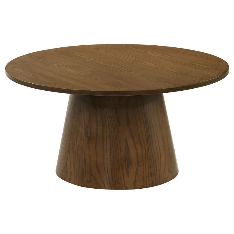 Franklin 36-inch Round Pedestal Coffee Table Dark Brown - 706438