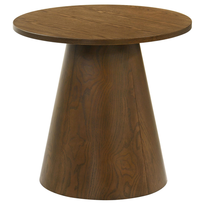 Franklin Round Wood Pedestal Side End Table Dark Brown - 706437