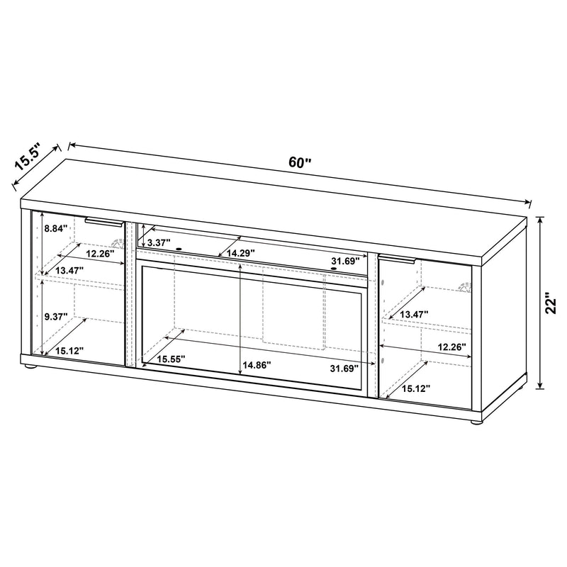 Fuller 60-inch 2-door TV Stand Fireplace Media Console Mango - 722852