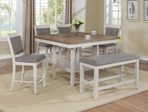 Fulton White Counter Height Bench - DMV FurnitureAccent Bench