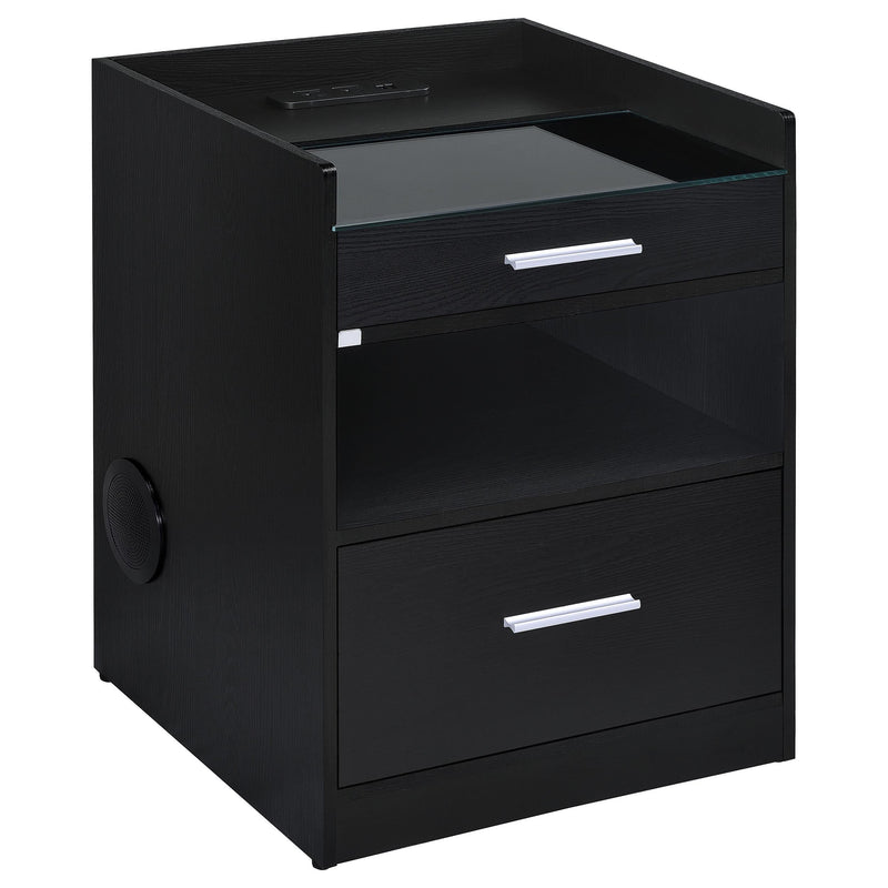 Furda 2-drawer LED Nightstand Bedside Table with Speaker Black Ash - 306132BLK