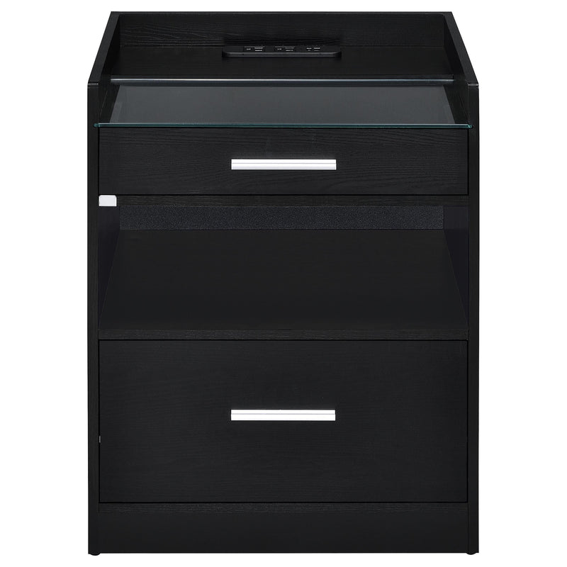 Furda 2-drawer LED Nightstand Bedside Table with Speaker Black Ash - 306132BLK