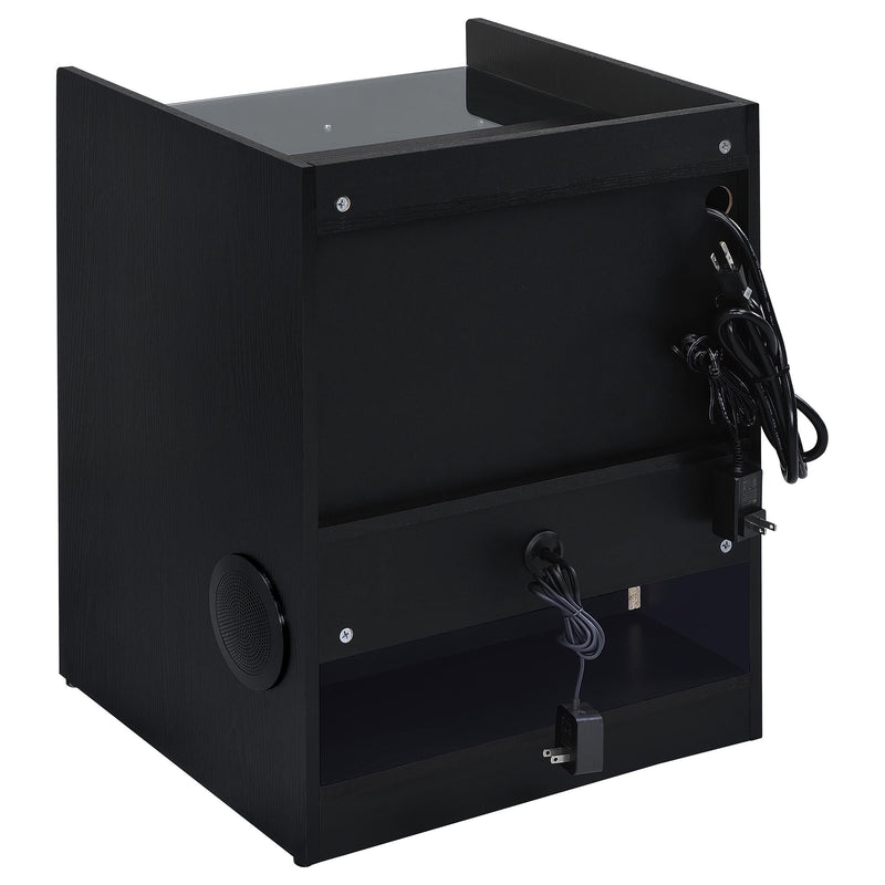 Furda 2-drawer LED Nightstand Bedside Table with Speaker Black Ash - 306132BLK