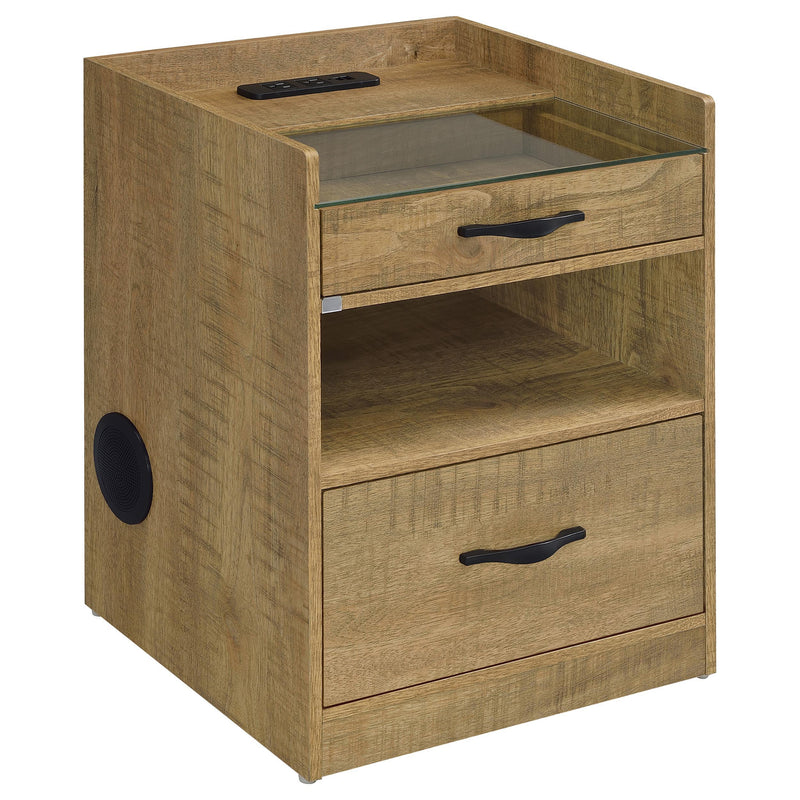 Furda 2-drawer LED Nightstand Bedside Table with Speaker Mango - 306132MGO
