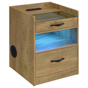 Furda 2-drawer LED Nightstand Bedside Table with Speaker Mango - 306132MGO
