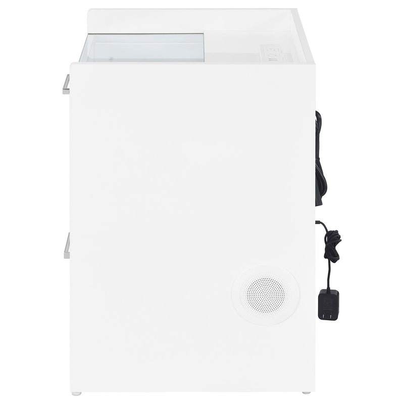 Furda 2-drawer LED Nightstand Bedside Table with Speaker White High Gloss - 306132WHT