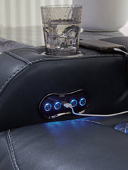 Fyne-Dyme Sapphire Power Reclining Loveseat with Console - 3660318