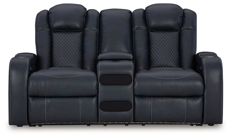 Fyne-Dyme Sapphire Power Reclining Loveseat with Console - 3660318