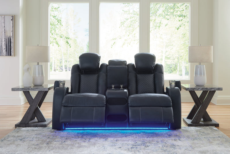 Fyne-Dyme Sapphire Power Reclining Loveseat with Console - 3660318
