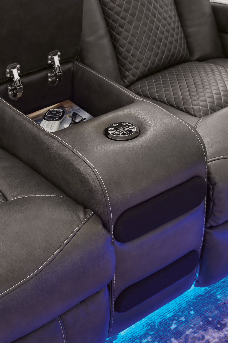 Fyne-Dyme Shadow Power Reclining Loveseat with Console - 3660218