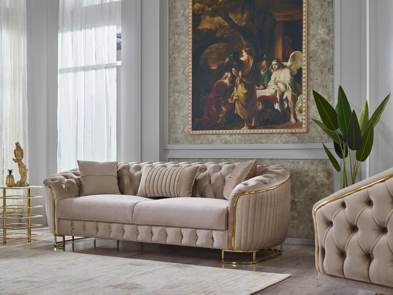 Galata Stationary Loveseat in Beige - 200-SUM-GAL-VELVET260-2