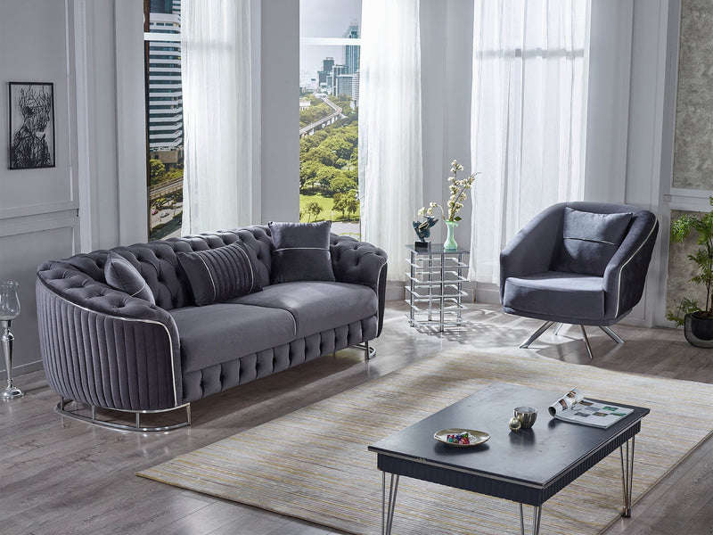 Galata Stationary Loveseat in Beige - 200-SUM-GAL-VELVET260-2