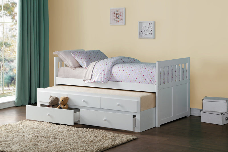 Galen White Twin/Twin Trundle Captain Bed | B2053 - DMV FurnitureYouth Bedroom Set