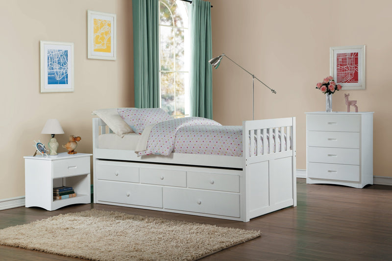 Galen White Twin/Twin Trundle Captain Bed | B2053 - DMV FurnitureYouth Bedroom Set