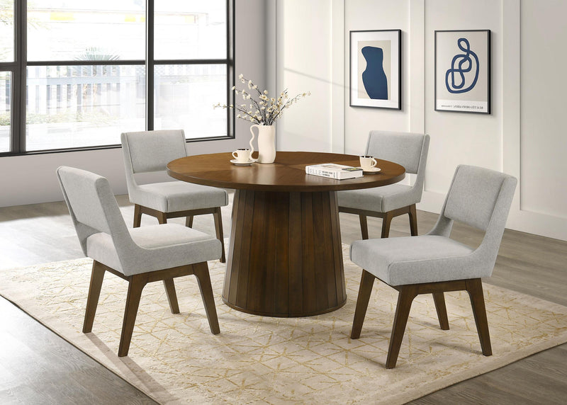 Galindo 5-piece 52-inch Round Dining Set Light Grey and Walnut - 193750-S5A