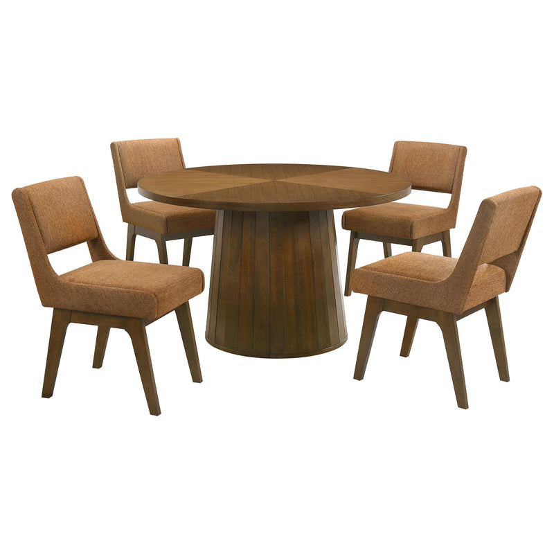 Galindo 5-piece 52-inch Round Dining Set Nutmeg and Walnut - 193750-S5B