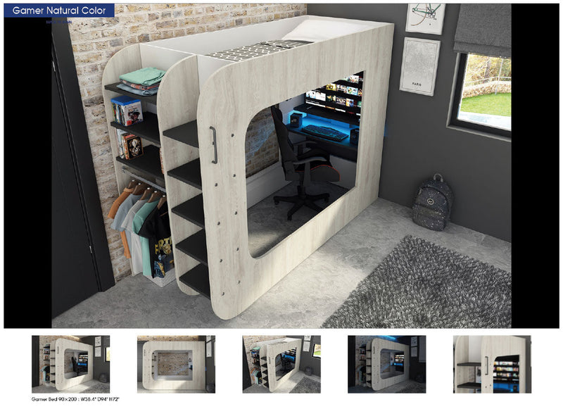 Gamer Bed 35.43" x 78.7" Natural Color SET - p13195