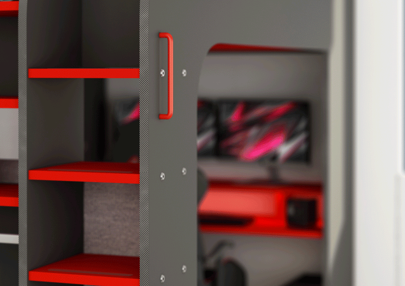 Gamer Bed Red & Black - i38209 - DMV Furniture
